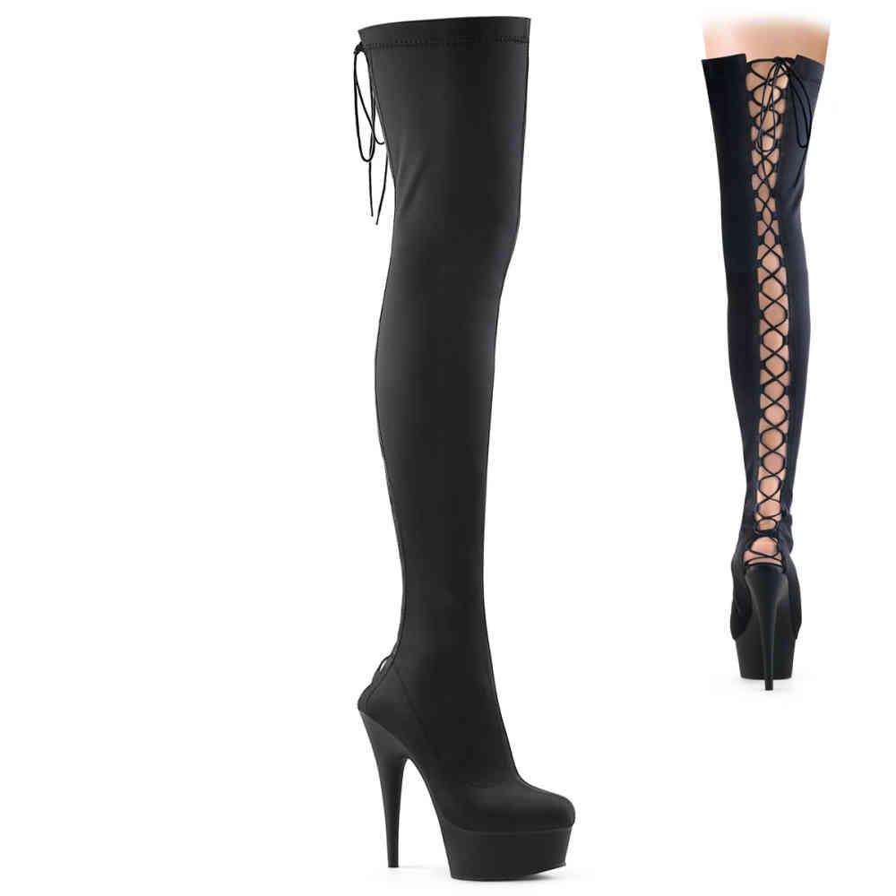 Pleaser - DELIGHT3003 Platform overknee Boots - Black